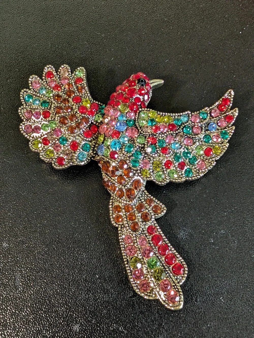 Multicolor Crystal Bird Brooch - Sparkling Avian Pin
